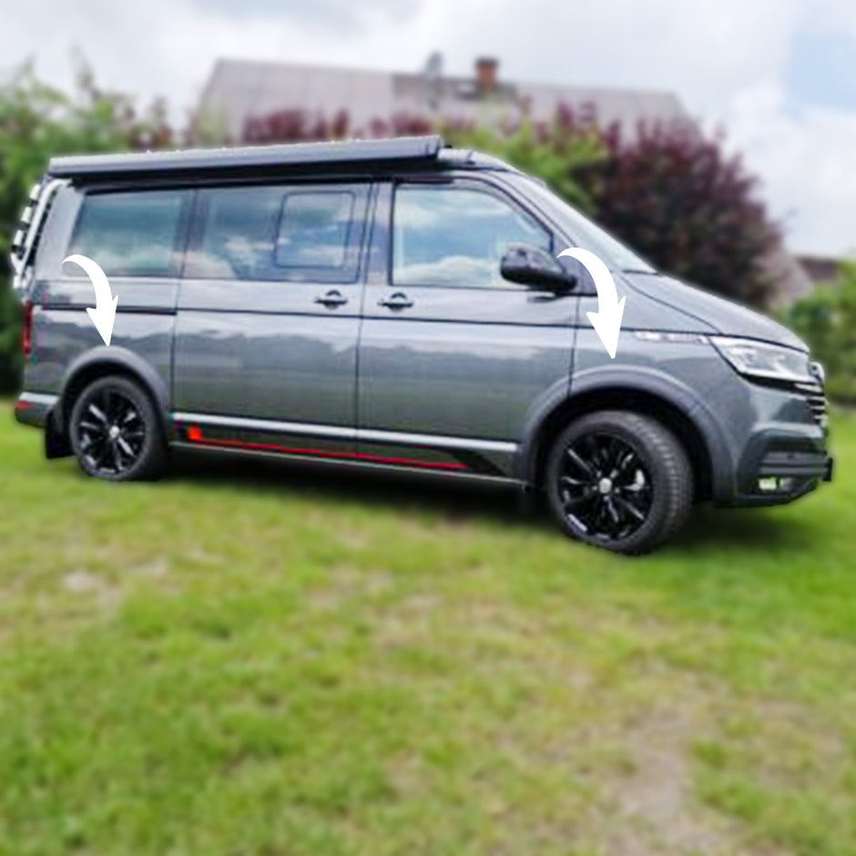 Accessoires T6.1 Noir Mat Prises D'air Latérales Oneway Pour Volkswagen Transporter T5.1/T6/T6.1 - Noir Mat, Version 2 Grilles Aération VW T6